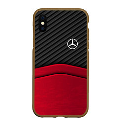 Чехол iPhone XS Max матовый Mercedes Benz: Red Carbon, цвет: 3D-коричневый