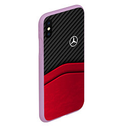 Чехол iPhone XS Max матовый Mercedes Benz: Red Carbon, цвет: 3D-сиреневый — фото 2