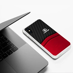 Чехол iPhone XS Max матовый Lexus: Red Carbon, цвет: 3D-белый — фото 2