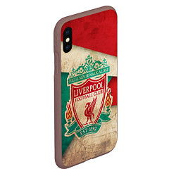 Чехол iPhone XS Max матовый FC Liverpool: Old Style, цвет: 3D-коричневый — фото 2