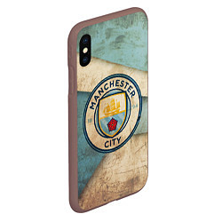 Чехол iPhone XS Max матовый FC Man City: Old Style, цвет: 3D-коричневый — фото 2