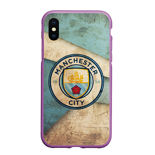 Чехол iPhone XS Max матовый FC Man City: Old Style / 3D-Фиолетовый – фото 1