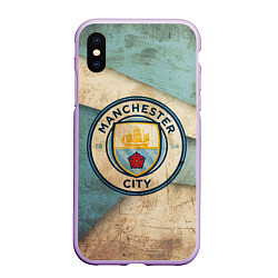 Чехол iPhone XS Max матовый FC Man City: Old Style, цвет: 3D-сиреневый
