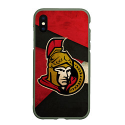 Чехол iPhone XS Max матовый HC Ottawa Senators: Old Style, цвет: 3D-темно-зеленый