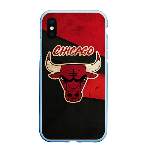 Чехол iPhone XS Max матовый Chicago Bulls: Old Style / 3D-Голубой – фото 1
