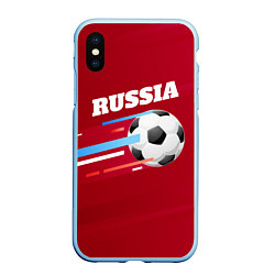 Чехол iPhone XS Max матовый Russia Football, цвет: 3D-голубой