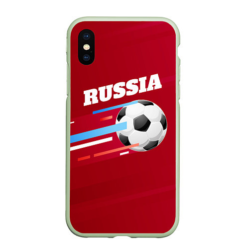 Чехол iPhone XS Max матовый Russia Football / 3D-Салатовый – фото 1