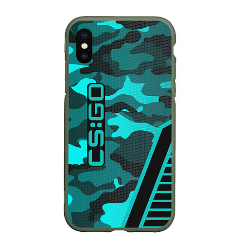 Чехол iPhone XS Max матовый CS:GO Blue Camo / 3D-Темно-зеленый – фото 1