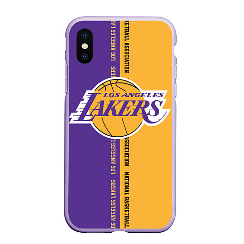 Чехол iPhone XS Max матовый NBA: LA Lakers / 3D-Светло-сиреневый – фото 1