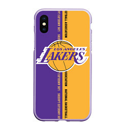 Чехол iPhone XS Max матовый NBA: LA Lakers, цвет: 3D-светло-сиреневый
