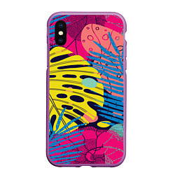 Чехол iPhone XS Max матовый Тропическая мода, цвет: 3D-фиолетовый