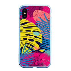 Чехол iPhone XS Max матовый Тропическая мода, цвет: 3D-голубой