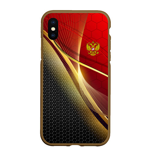 Чехол iPhone XS Max матовый RUSSIA SPORT: Gold Collection / 3D-Коричневый – фото 1