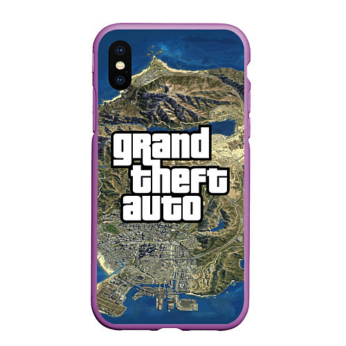 Чехол iPhone XS Max матовый GTA / 3D-Фиолетовый – фото 1