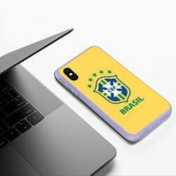 Чехол iPhone XS Max матовый Brazil Team, цвет: 3D-светло-сиреневый — фото 2
