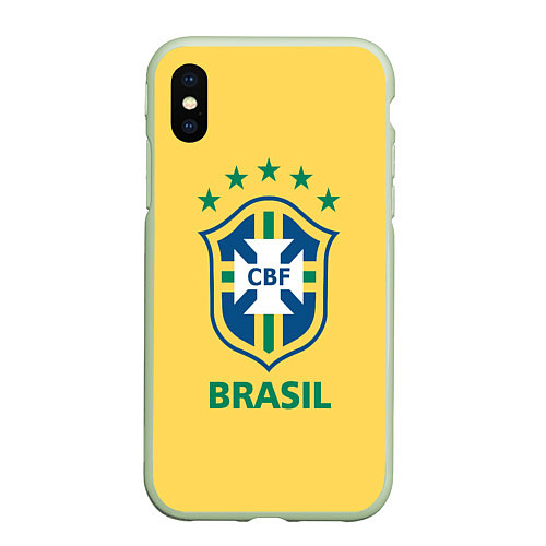 Чехол iPhone XS Max матовый Brazil Team / 3D-Салатовый – фото 1