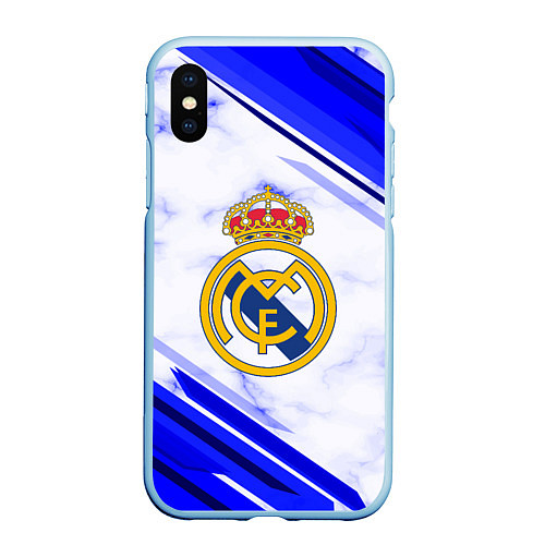 Чехол iPhone XS Max матовый Real Madrid / 3D-Голубой – фото 1