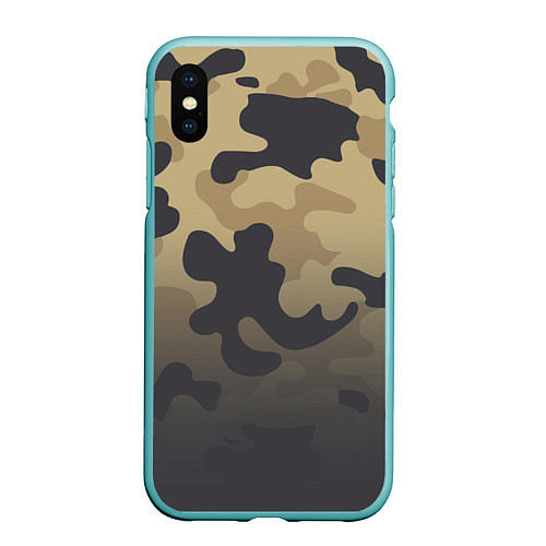 Чехол iPhone XS Max матовый Camouflage Khaki / 3D-Мятный – фото 1