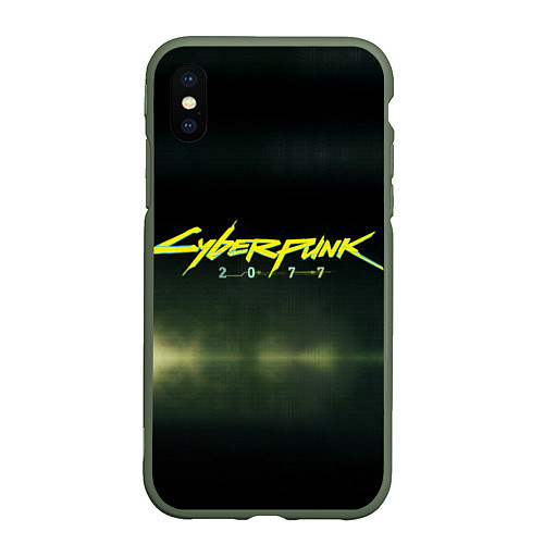 Чехол iPhone XS Max матовый Cyberpunk 2077 / 3D-Темно-зеленый – фото 1