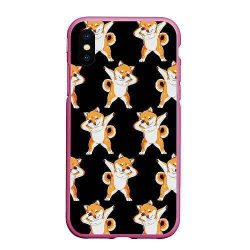 Чехол iPhone XS Max матовый Foxes Dab / 3D-Малиновый – фото 1