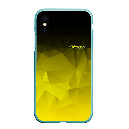 Чехол iPhone XS Max матовый Cyberpunk 2077: Yellow Poly / 3D-Мятный – фото 1