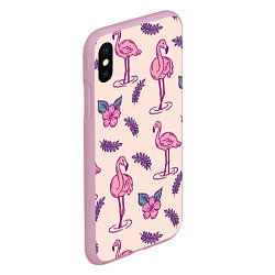 Чехол iPhone XS Max матовый Фламинго: розовый мотив, цвет: 3D-розовый — фото 2