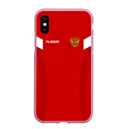 Чехол iPhone XS Max матовый Сборная России / 3D-Розовый – фото 1