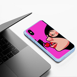 Чехол iPhone XS Max матовый Catwoman Cherry, цвет: 3D-голубой — фото 2
