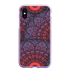 Чехол iPhone XS Max матовый Dark Mandala, цвет: 3D-сиреневый