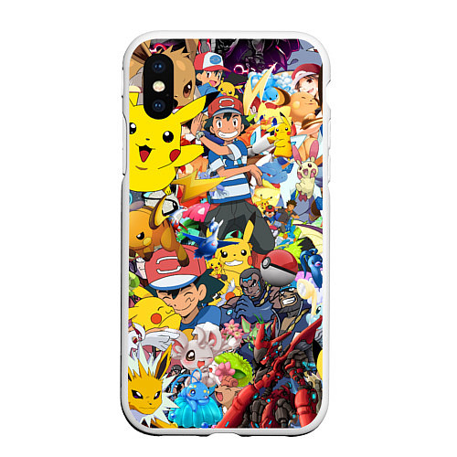 Чехол iPhone XS Max матовый Pokemon Bombing / 3D-Белый – фото 1