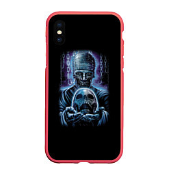 Чехол iPhone XS Max матовый Зомби с черепом, цвет: 3D-красный