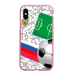 Чехол iPhone XS Max матовый Русский футбол, цвет: 3D-розовый