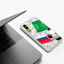Чехол iPhone XS Max матовый Русский футбол, цвет: 3D-салатовый — фото 2