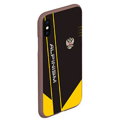 Чехол iPhone XS Max матовый Alpinism: Yellow Russia, цвет: 3D-коричневый — фото 2