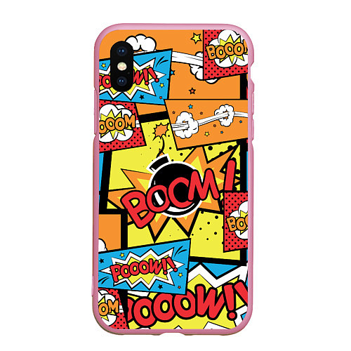 Чехол iPhone XS Max матовый Boom Pop Art / 3D-Розовый – фото 1