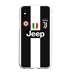 Чехол iPhone XS Max матовый FC Juventus 18-19, цвет: 3D-белый