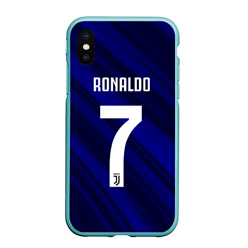 Чехол iPhone XS Max матовый Ronaldo 7: Blue Sport / 3D-Мятный – фото 1