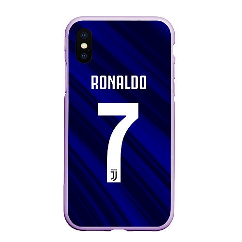 Чехол iPhone XS Max матовый Ronaldo 7: Blue Sport / 3D-Сиреневый – фото 1