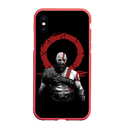 Чехол iPhone XS Max матовый God of War IV, цвет: 3D-красный