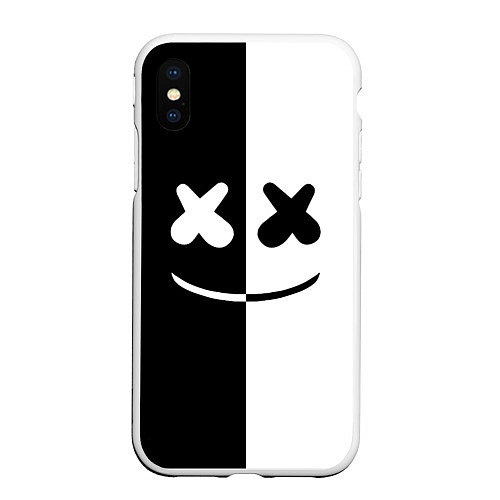 Чехол iPhone XS Max матовый Marshmello: Black & White / 3D-Белый – фото 1