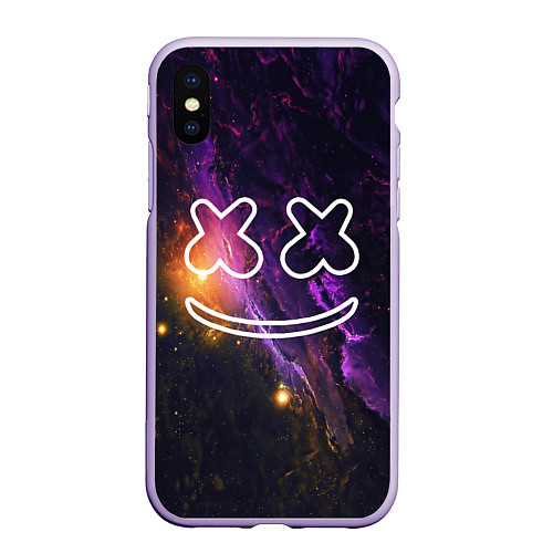 Чехол iPhone XS Max матовый Marshmello: Neon Space / 3D-Светло-сиреневый – фото 1