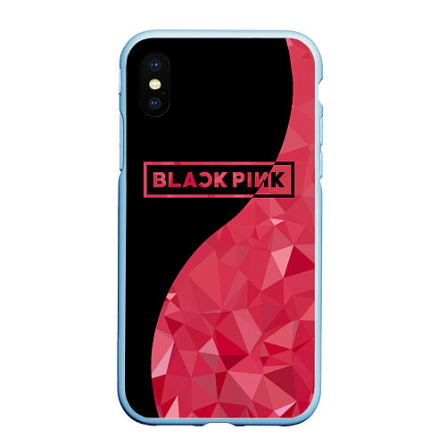 Чехол iPhone XS Max матовый Black Pink: Pink Polygons / 3D-Голубой – фото 1