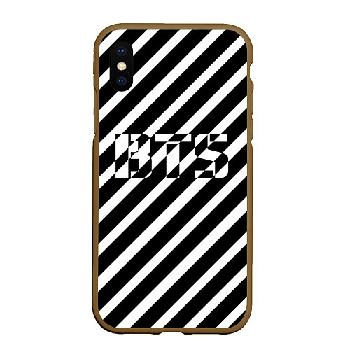 Чехол iPhone XS Max матовый BTS: B&W Stripes / 3D-Коричневый – фото 1