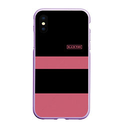 Чехол iPhone XS Max матовый Black Pink: Logo, цвет: 3D-сиреневый
