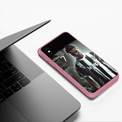 Чехол iPhone XS Max матовый RONALDO 7, цвет: 3D-малиновый — фото 2