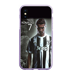 Чехол iPhone XS Max матовый RONALDO 7, цвет: 3D-светло-сиреневый