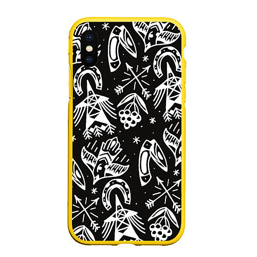 Чехол iPhone XS Max матовый Сибирские мотивы / 3D-Желтый – фото 1