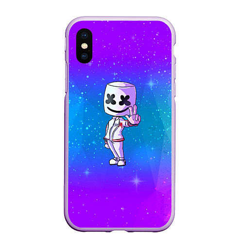 Чехол iPhone XS Max матовый Marshmello: Spaceman / 3D-Сиреневый – фото 1