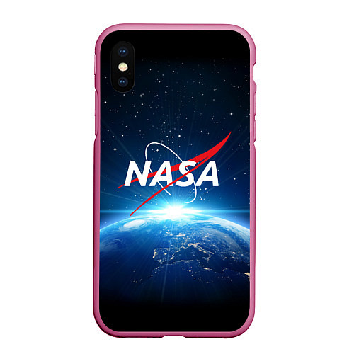 Чехол iPhone XS Max матовый NASA: Sunrise Earth / 3D-Малиновый – фото 1