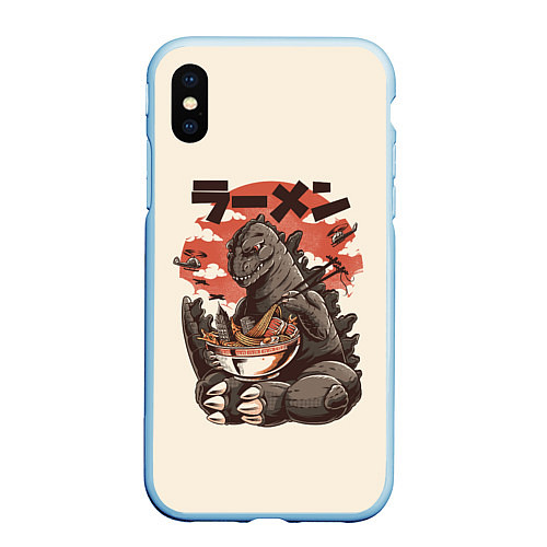 Чехол iPhone XS Max матовый Godzilla Eat / 3D-Голубой – фото 1